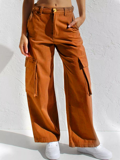 Hazel Blues® |  High-Waisted Wide Leg Cargo Jeans