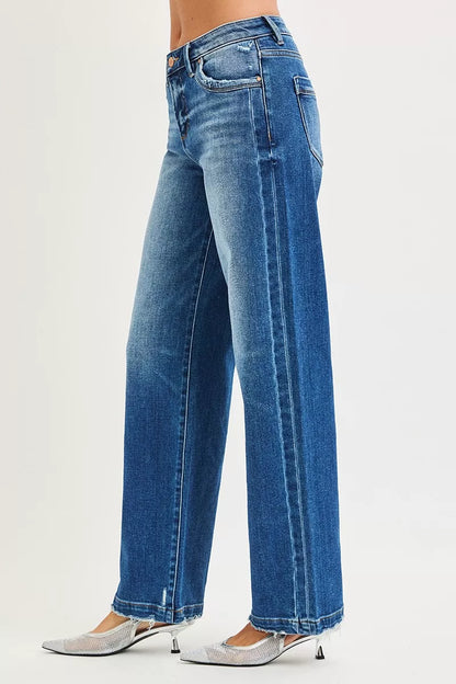 Hazel Blues® | RISEN Slouchy Baggy Jeans Pocket Side Seam Detail