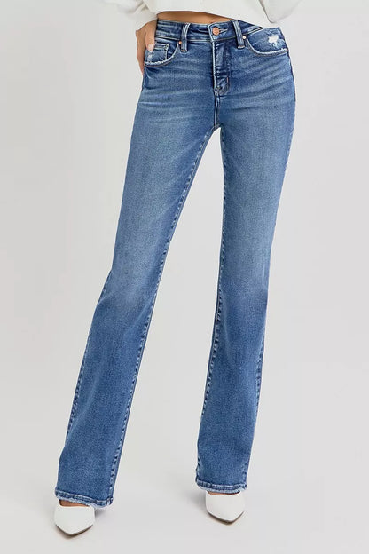 Hazel Blues® | RISEN Tummy Control High Rise Straight Jeans