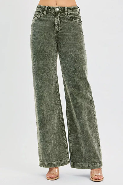 Hazel Blues® | RISEN High Rise Wide Leg Corduroy Jeans