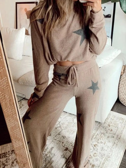 Hazel Blues® |  Star Print Top and Drawstring Pants Set