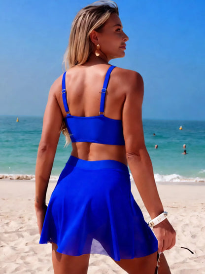 Hazel Blues® |  Twist Front Cami and Skort Swim Set