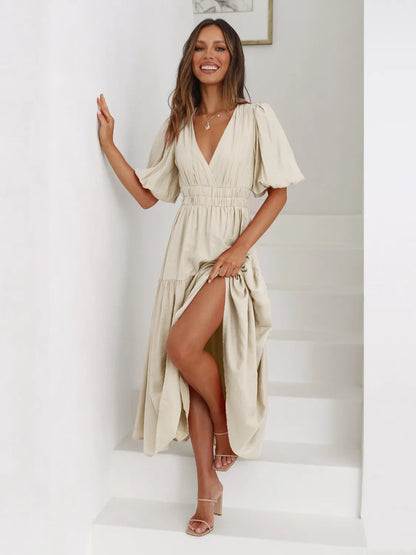 Hazel Blues® |  Tiered Surplice Half Sleeve Midi Dress