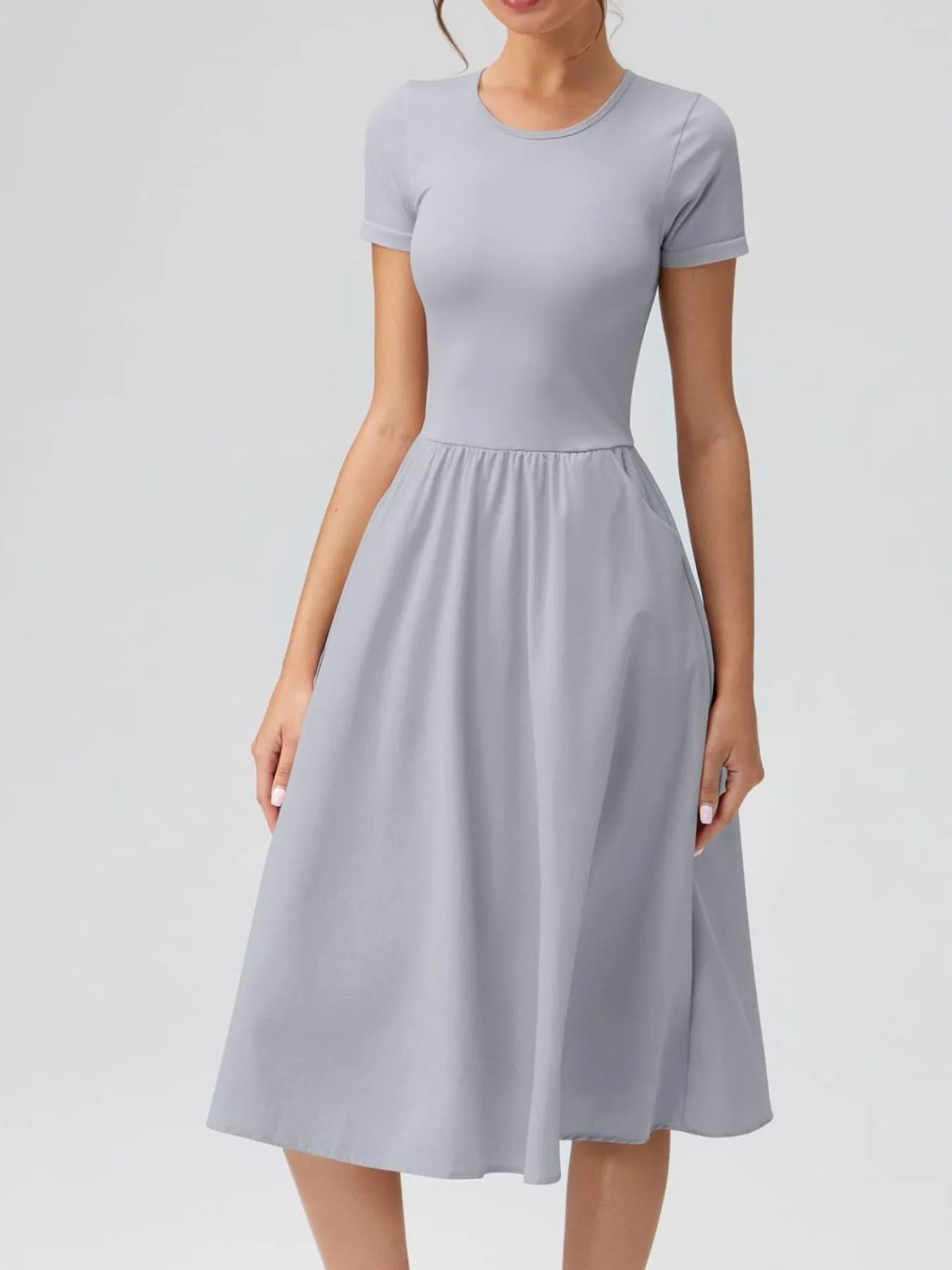 Hazel Blues® |  Round Neck Short Sleeve Dress