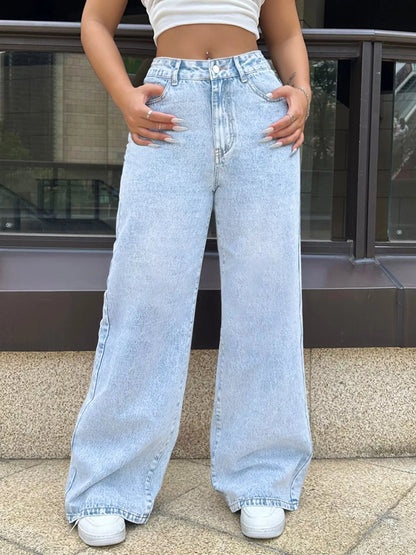 Hazel Blues® |  High-Waisted Wide Leg Jeans