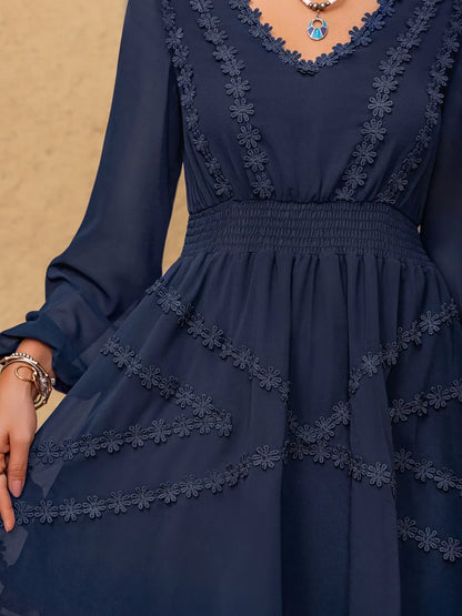 Hazel Blues® |  Lace Detail V-Neck Balloon Sleeve Mini Dress