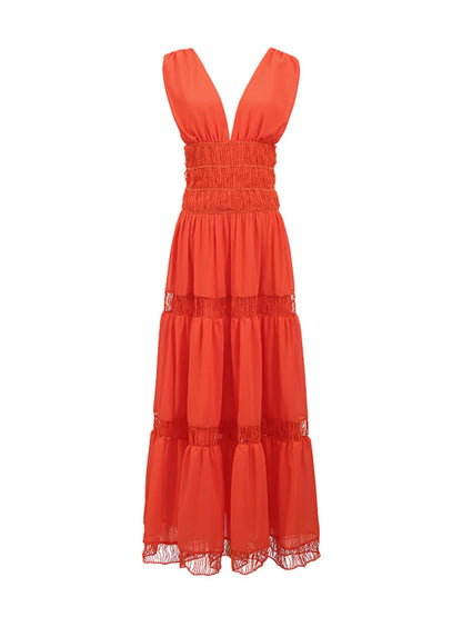 Hazel Blues® |  Tiered V-Neck Sleeveless Maxi Dress