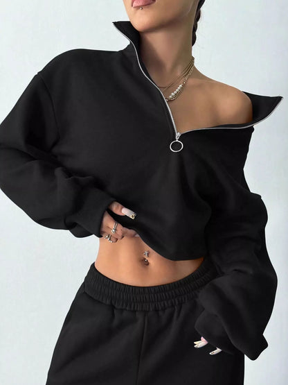 Hazel Blues® |  Half-Zip Long Sleeve Sweatshirt and Pants Set