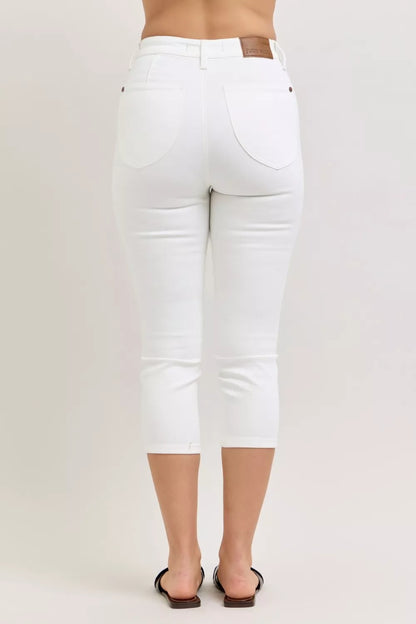 Hazel Blues® |  Judy Blue High Waist Extended Waistband Capri Pants with Spade Pockets
