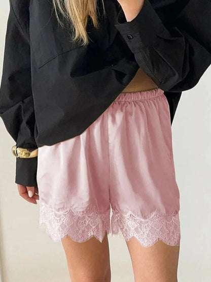 Hazel Blues® |  Lace Trim Elastic Waist Shorts