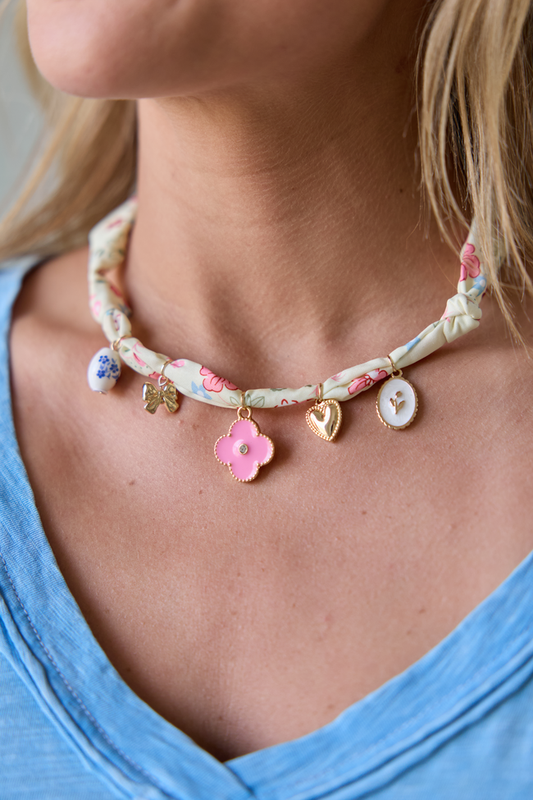 Chandler Yellow Charm Scarf Necklace