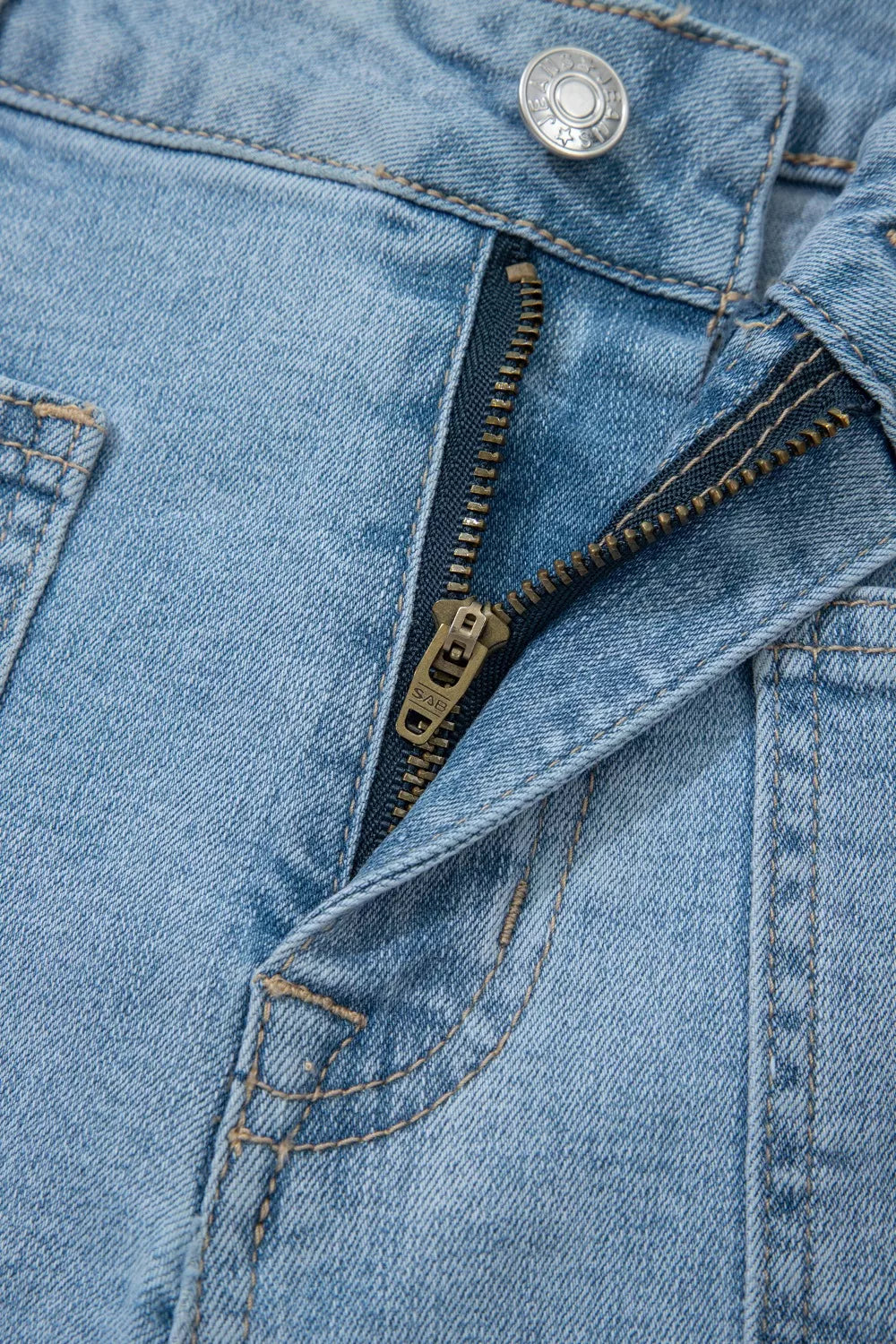 Hazel Blues® |  High Rise Patch Pocket Denim Shorts