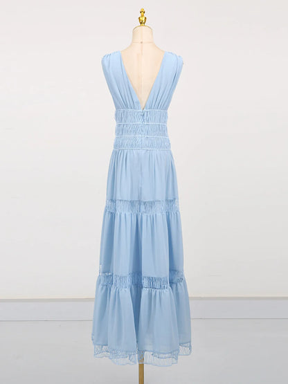 Hazel Blues® |  Tiered V-Neck Sleeveless Maxi Dress