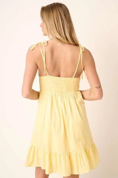 Hazel Blues® |  Mittoshop Ruched Detail Spaghetti Tie Mini Dress