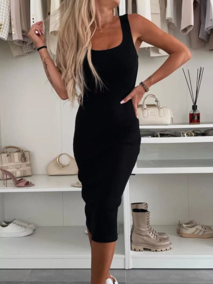 Hazel Blues® | Slit Square Neck Dress and Outerwear Set