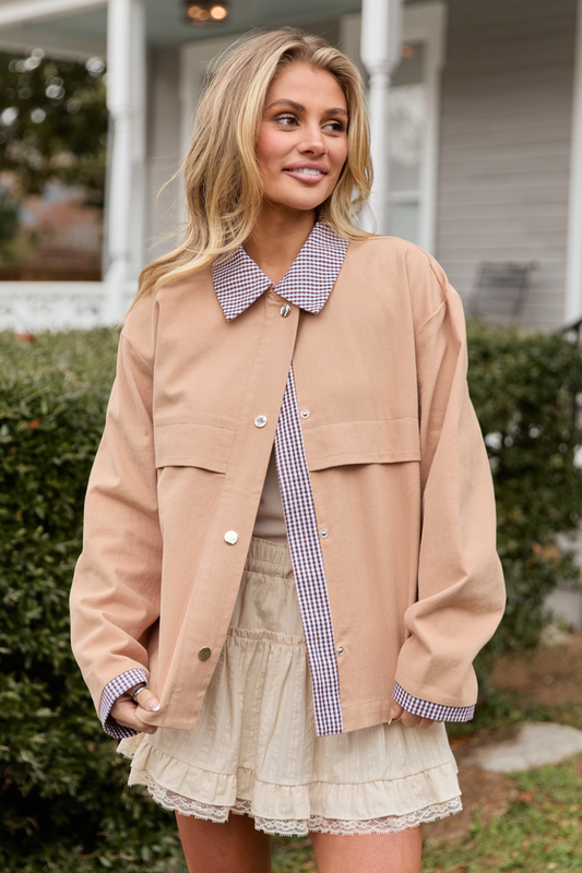 Aubrie Camel Brown Canvas Jacket FINAL SALE