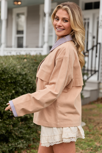 Aubrie Camel Brown Canvas Jacket FINAL SALE
