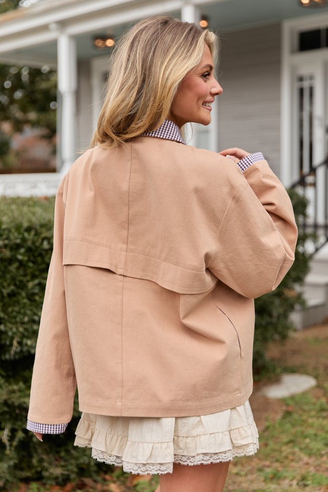 Aubrie Camel Brown Canvas Jacket FINAL SALE