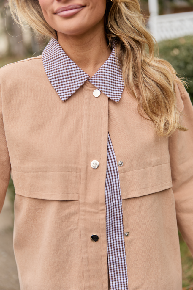 Aubrie Camel Brown Canvas Jacket FINAL SALE