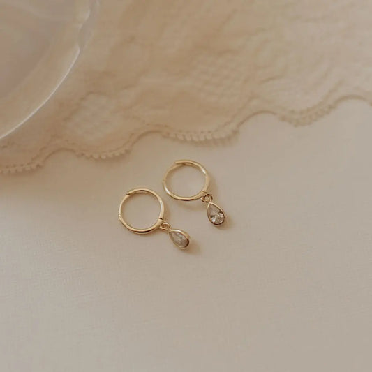 April Raindrop Dangle Hoop Earrings