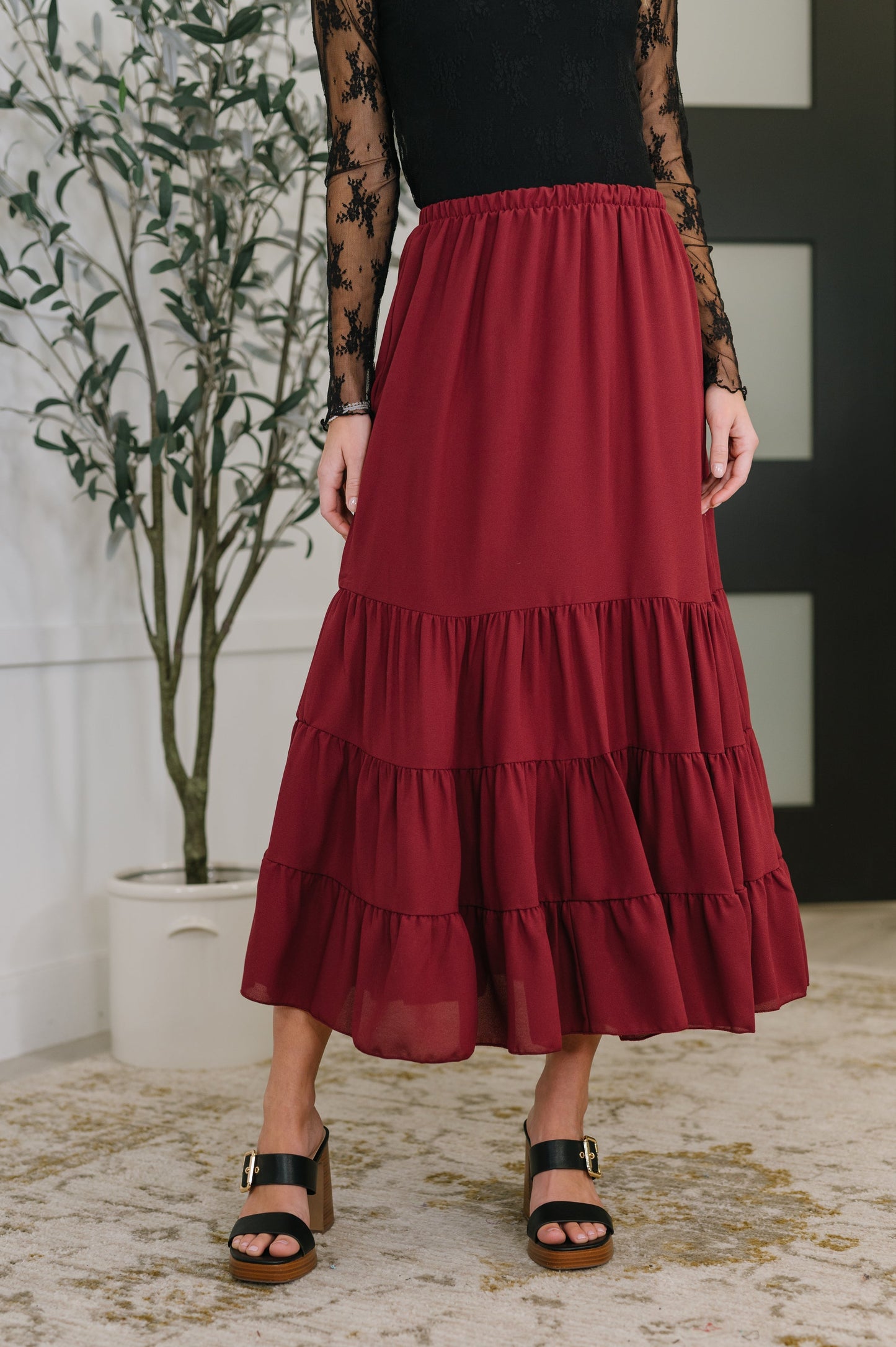 Hazel Blues® |  Easy Pick Tiered Maxi Skirt