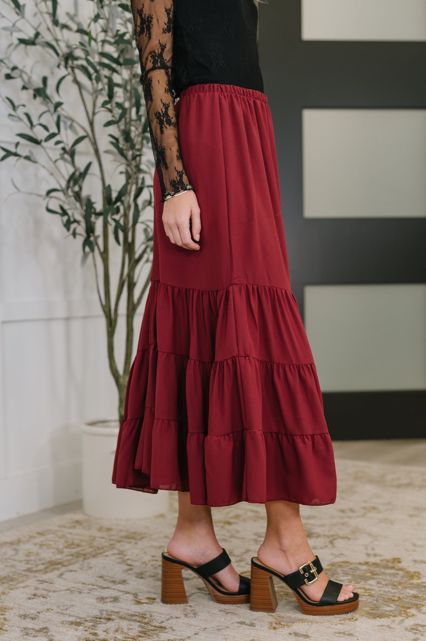 Hazel Blues® |  Easy Pick Tiered Maxi Skirt