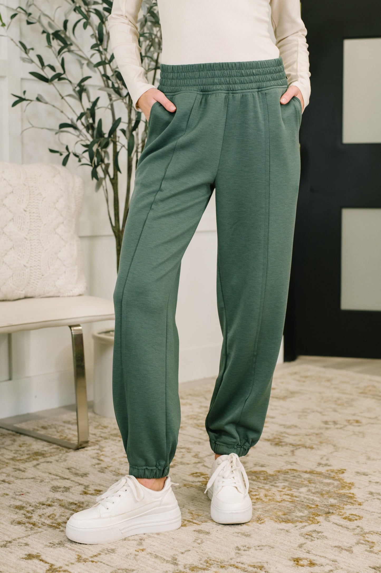 Hazel Blues® |  Every Second, Every Hour Jogger Bottoms in Dark Forest
