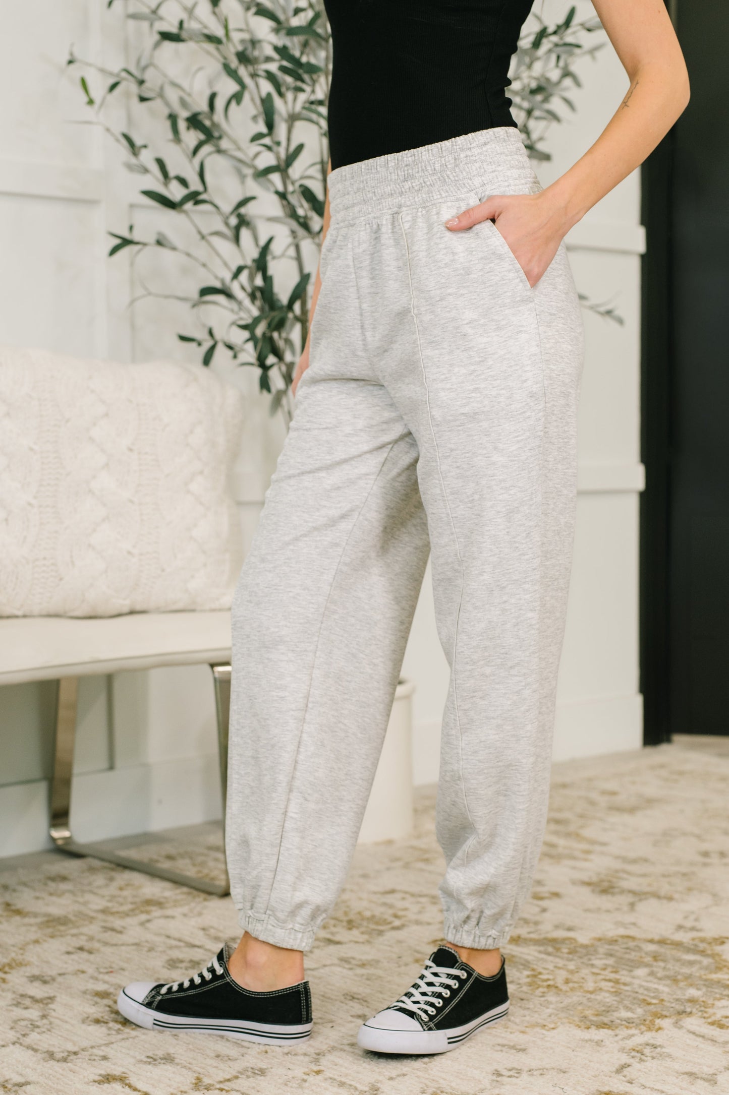 Hazel Blues® |  Every Second, Every Hour Jogger Bottoms in Heather Grey