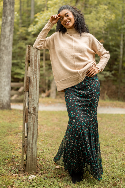 Anna Marie Black Multi Floral Knit Maxi Skirt FINAL SALE