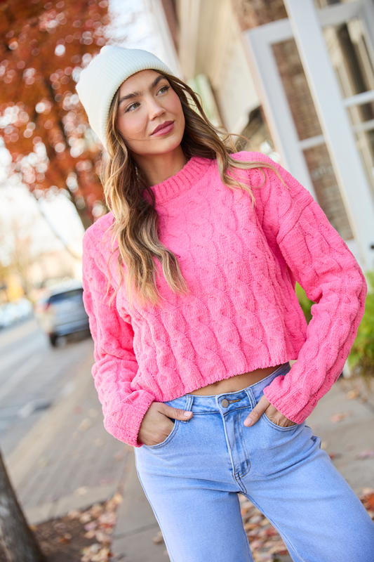 Bailey Coral Cable Cropped Sweater FINAL SALE