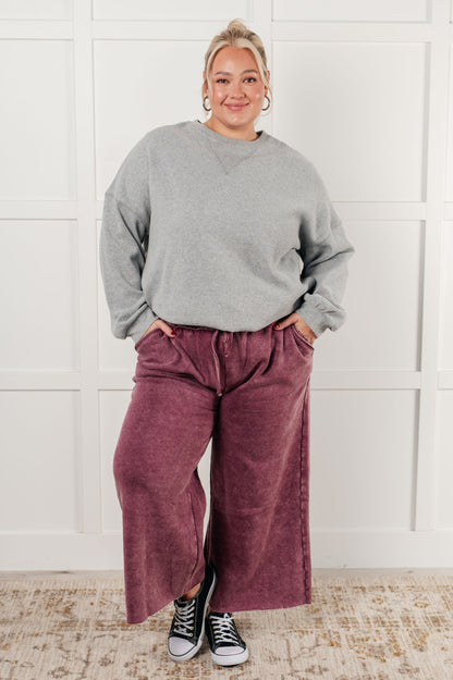 Hazel Blues® |  In or Out Wide Leg Cropped Pants in Eggplant