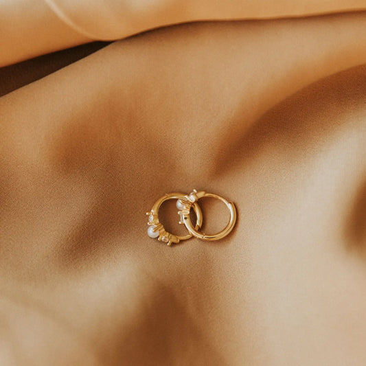 Alexandria Diamond and Pearl Hoop Earrings