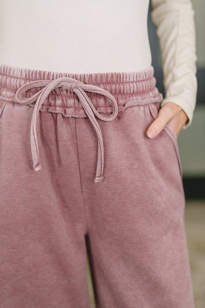 Hazel Blues® |  Nights Like This High Waist Palazzo Sweats in Light Rose