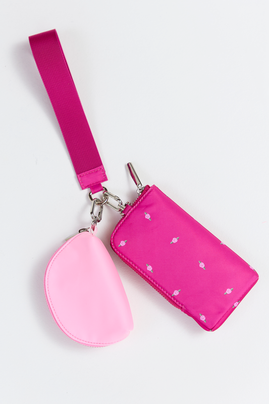 Active State Fuchsia Petal Pop Dual Pouch Wristlet SALE