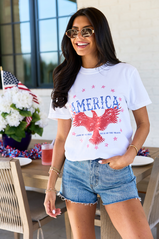 America Eagle White Comfort Colors Graphic Tee