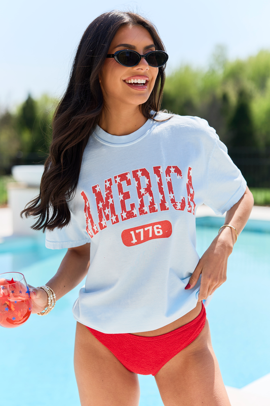 America Star 1776 Light Blue Comfort Colors Graphic Tee