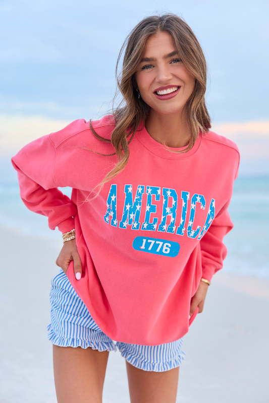 America Star 1776 Light Red Graphic Sweatshirt