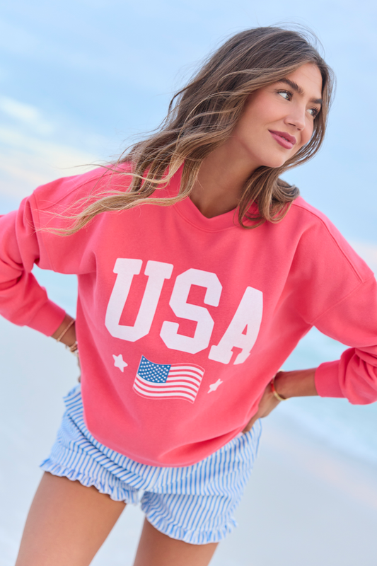 Athletic USA Flag Light Red Graphic Sweatshirt
