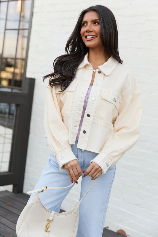Bree Ivory Canvas Thermal Shacket FINAL SALE