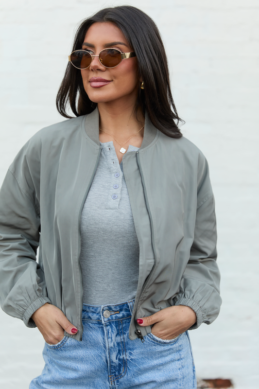 Beau Deep Sage Green Nylon Jacket FINAL SALE