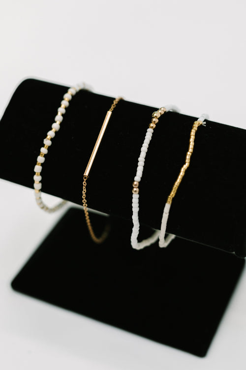 Hazel Blues® |  Poised & Polished Bracelet Set in White and Gold
