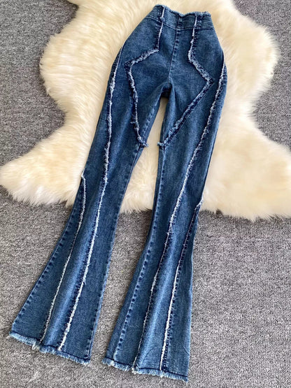Hazel Blues® |  Raw Hem Denim Cami and Flare Jeans Set