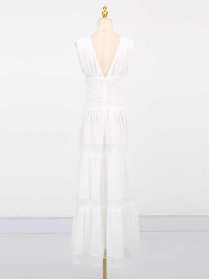 Hazel Blues® |  Tiered V-Neck Sleeveless Maxi Dress