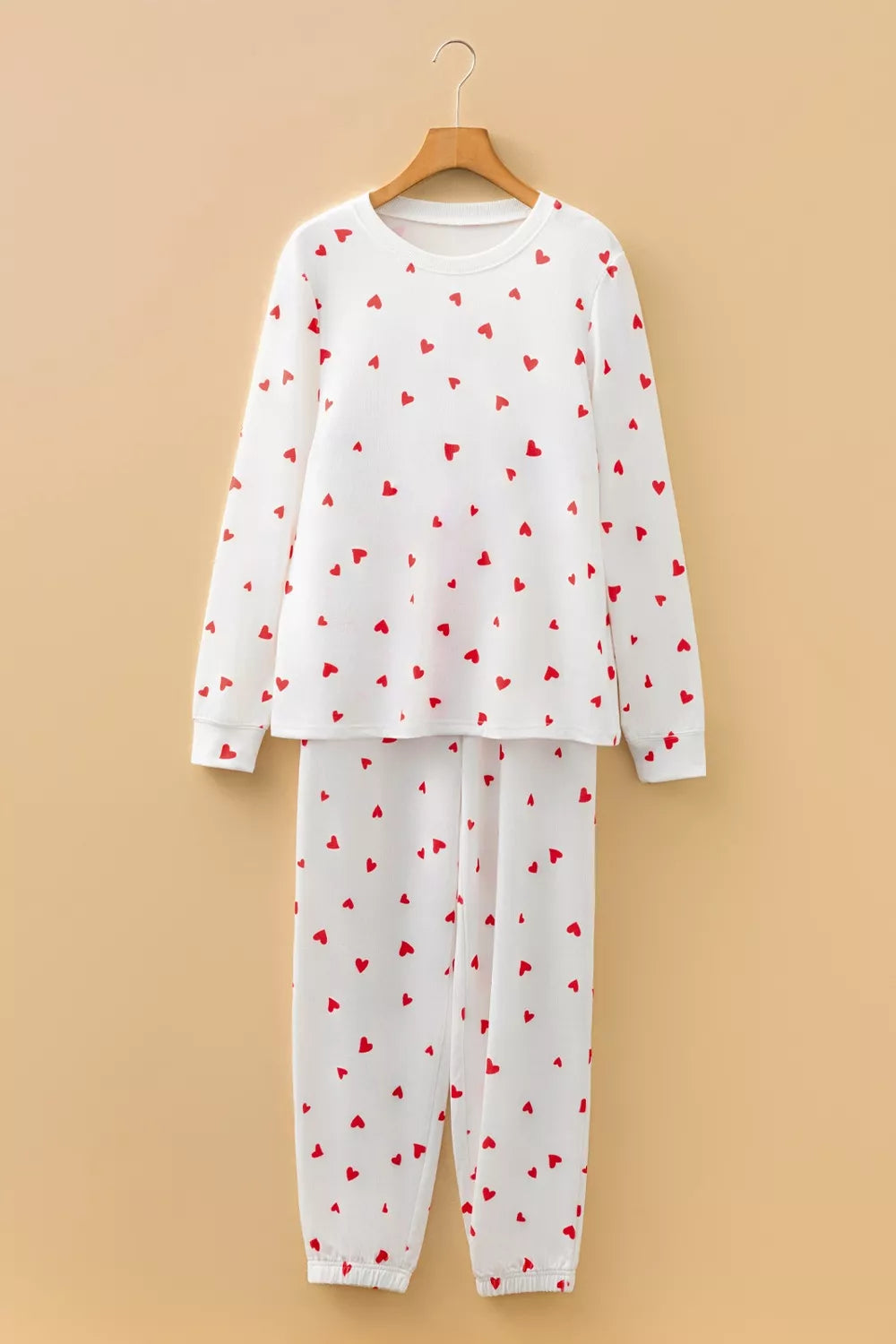 Hazel Blues® |  Hearts Printed Long Sleeve Top Drawstring Pants Lounge Set