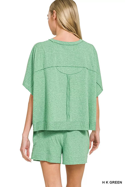 Hazel Blues® |  Zenana Exposed Seam Boxy Top & Shorts Set