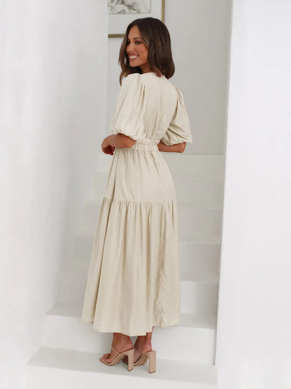 Hazel Blues® |  Tiered Surplice Half Sleeve Midi Dress