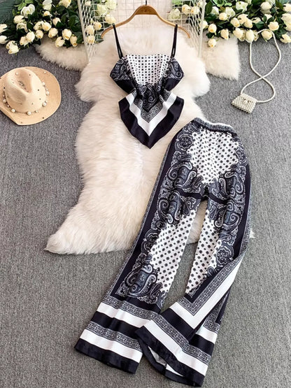 Hazel Blues® |  Tie Back Printed Cami and Pants Set