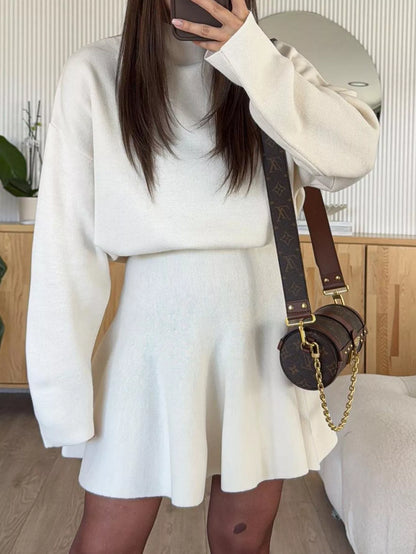 Hazel Blues® |  Turtleneck Dropped Shoulder Sweater and Skirt Set