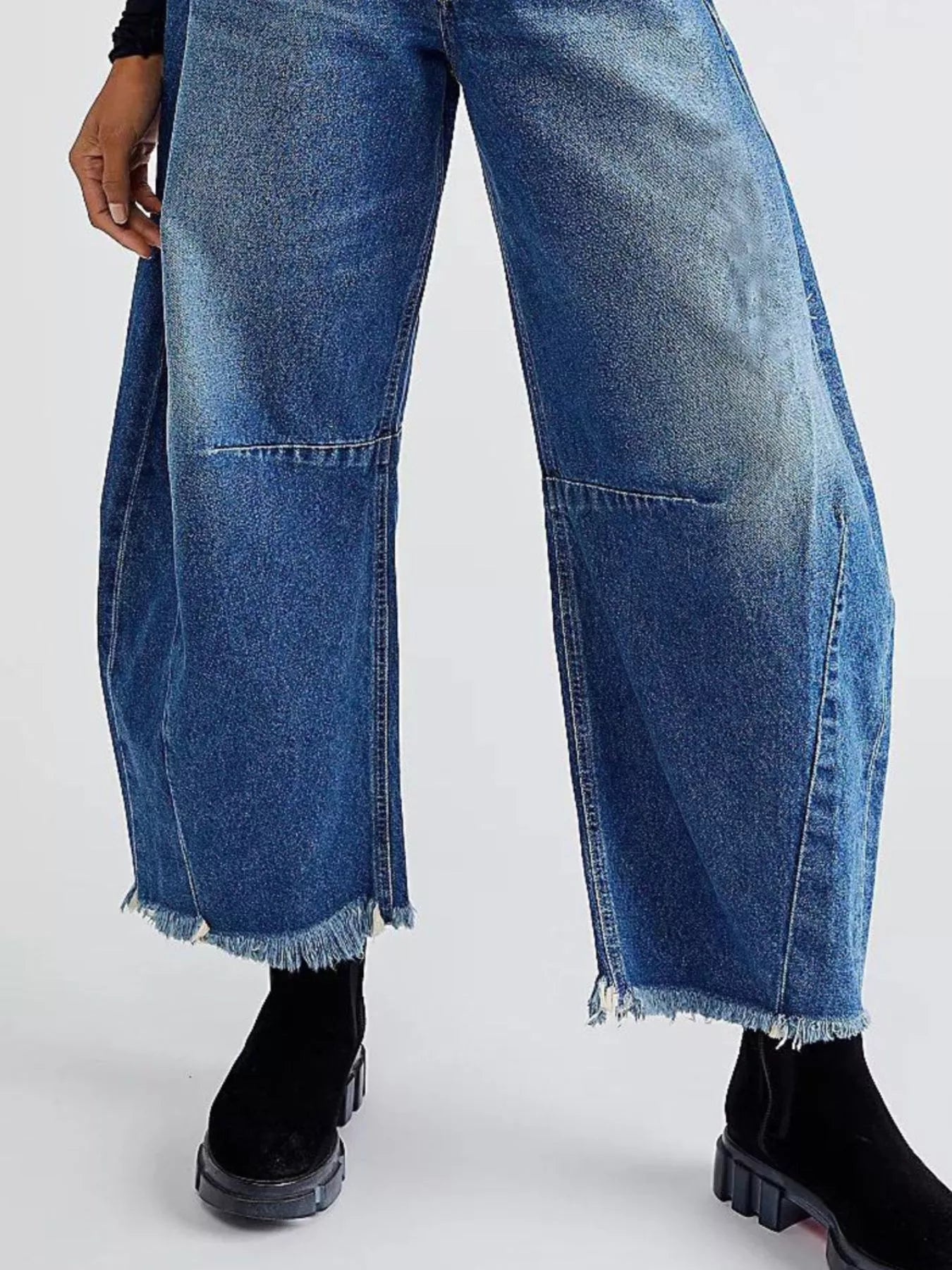 Hazel Blues® |  Wide Leg Raw Hem Jeans