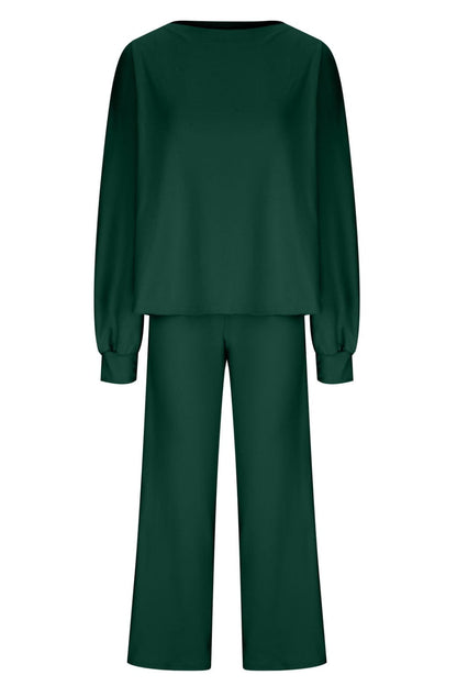 Hazel Blues® |  Round Neck Long Sleeve Top and Pants Set